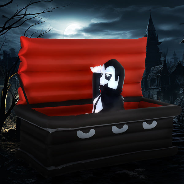 Inflatable vampire in coffin Halloween yard decoration with LED lights