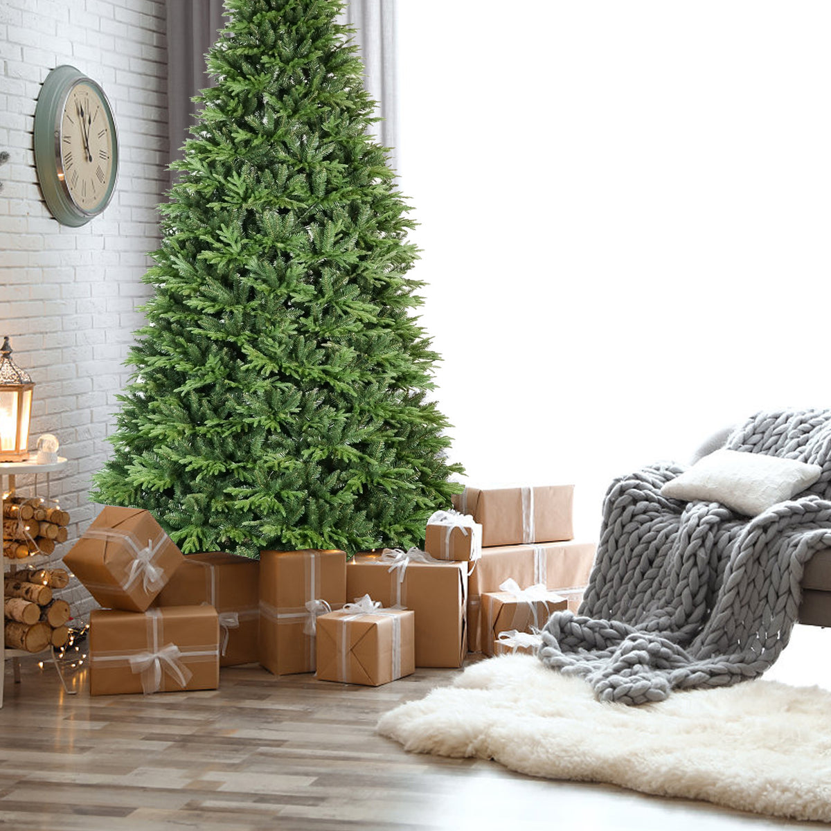 Slim green artificial Christmas tree, 4-7.5 ft