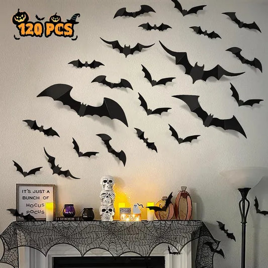 100 pcs 3D bat wall stickers, Halloween decoration