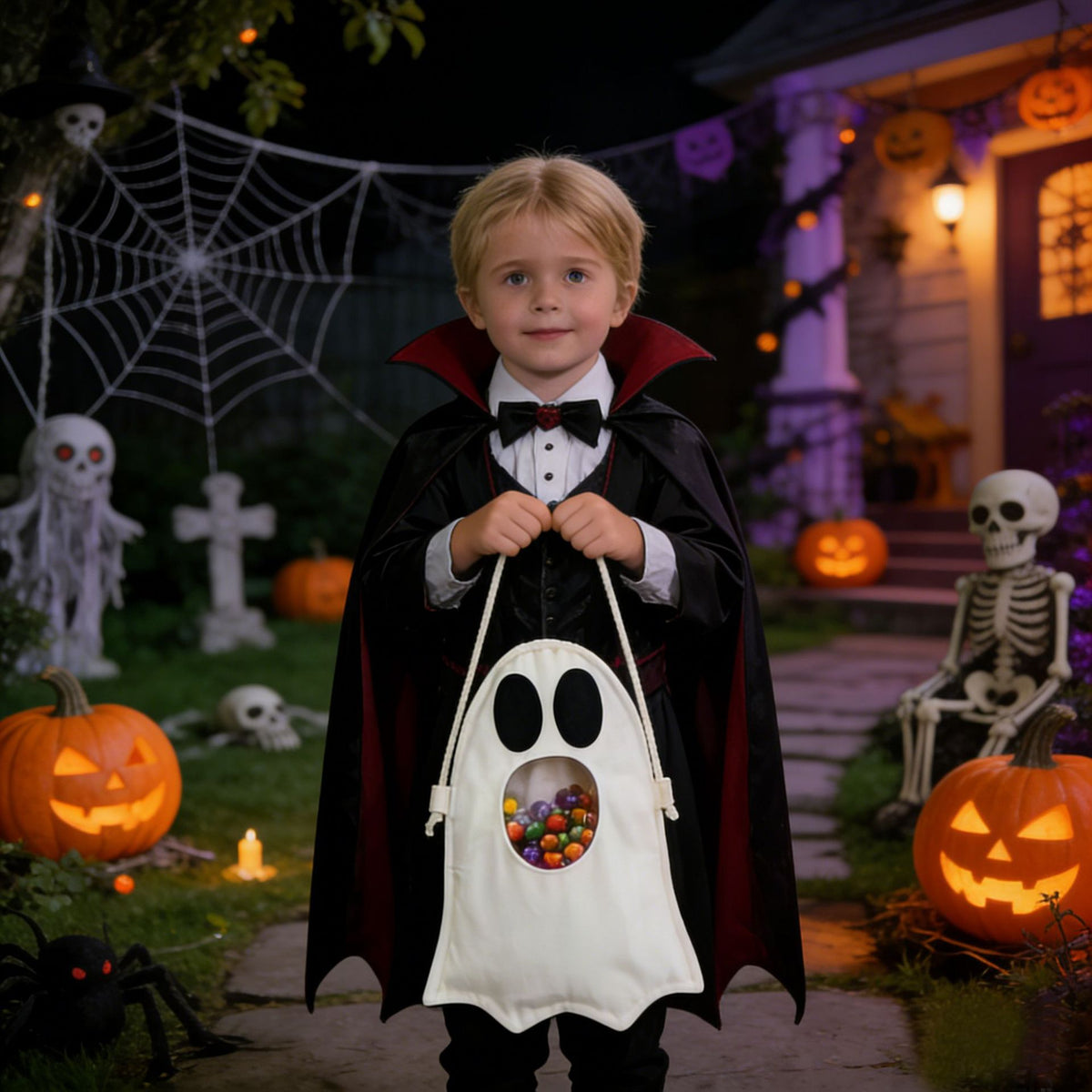 Ghost Halloween candy bag trick-or-treat tote