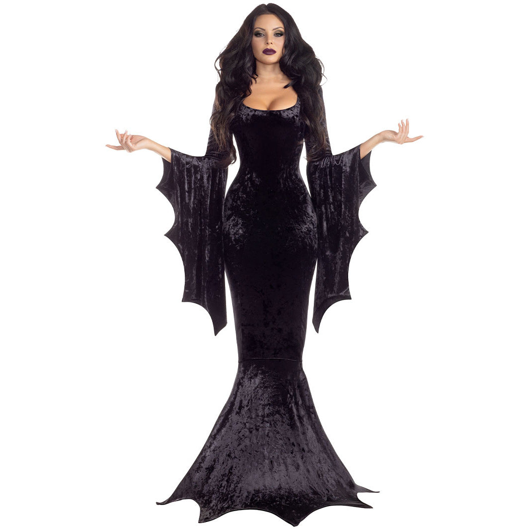 Women's Halloween bat witch costume long dress