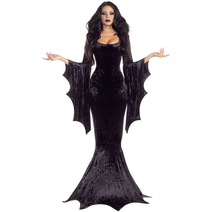 Women's Halloween bat witch costume long dress