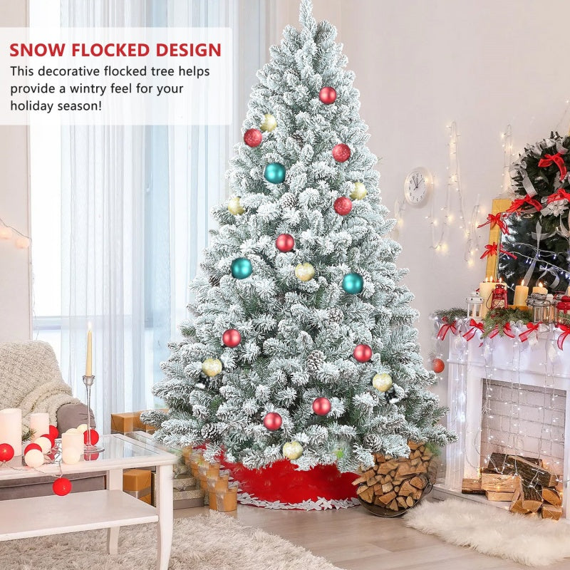 Flocked artificial Christmas tree with pine cones, 4-7 ft