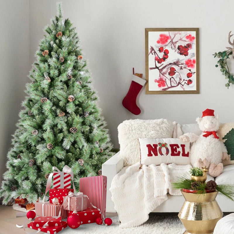 Full artificial Christmas tree with pine cones, 5-9 ft