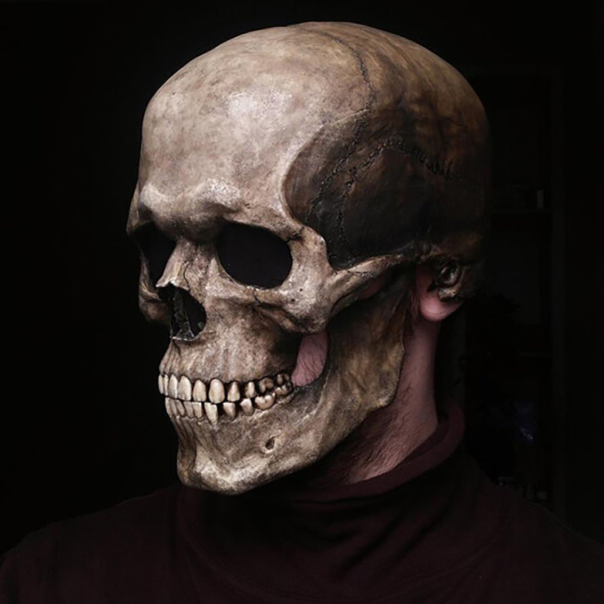 Halloween full head skull mask with movable jaw